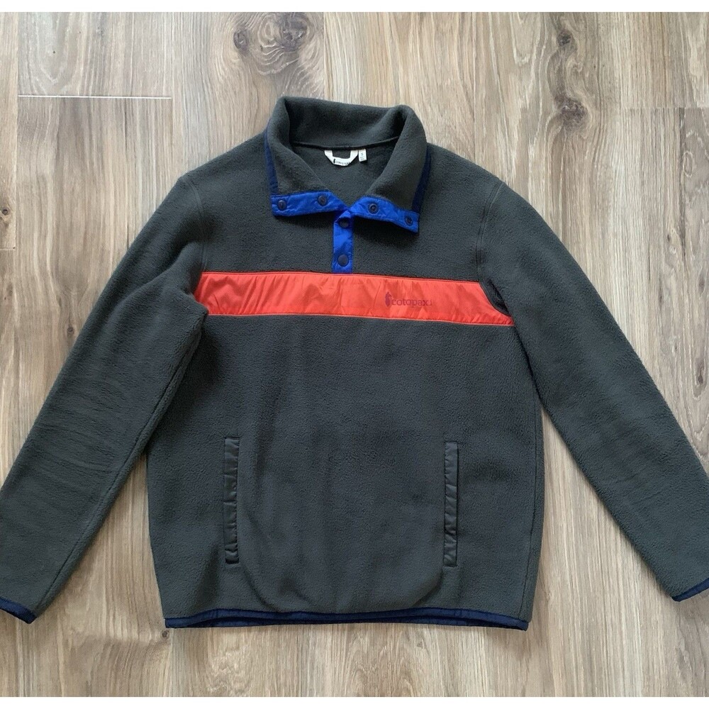 Cotopaxi Teca Fleece Pullover Men's Size Small Grey Orange Blue Outdoor Hiking